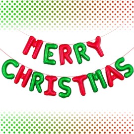 18 Inch Red and Green Merry Christmas Letter Balloons, 14 Pcs Merry Christmas Letter Foil Balloons Red and Green Letters Banner for Christmas Party Christmas Ceremonies Holiday Party Decorations