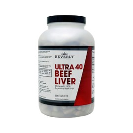 Beverly International Ultra 40 Grass Fed Desiccated Beef Liver, 500 Tab. Golden-era Secret for Boosting Muscle Growth, Stamina and Performance Naturally. Break Through Those Sticking Points-Endurance