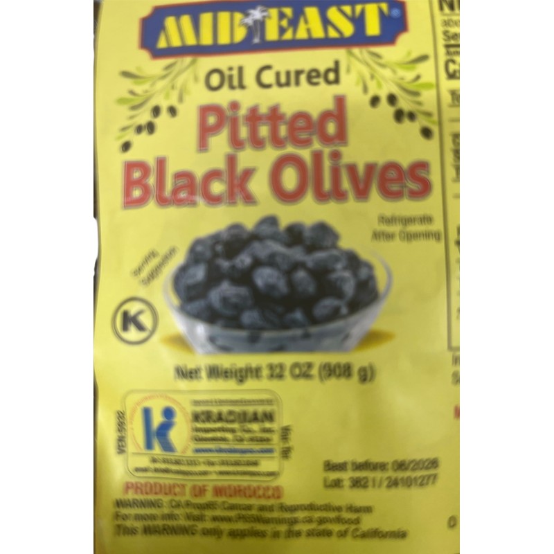 Mid East Oil Cured Moroccan Black Olives 32oz (907g) (2