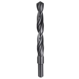 sourcing map 16.5mm Drill Bit 13mm Reduced Shank Round 4241 High Speed Steel Nitriding Black 118° Standard Point for Plastic Wood Copper Aluminum Iron Medium Soft Metal