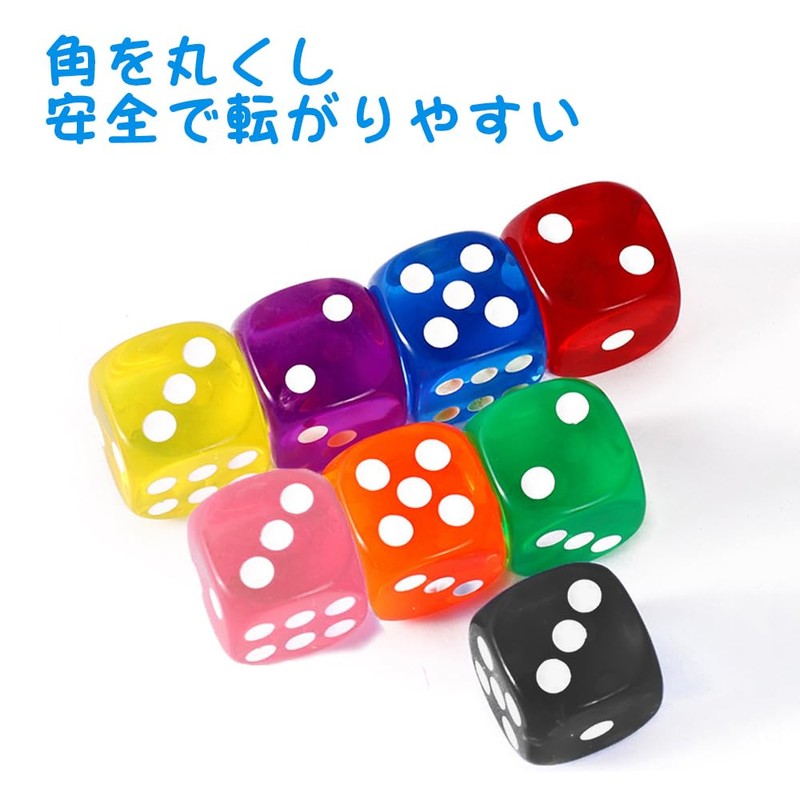 Mikankawa Translucent Acrylic Dice, 0.6 inch (16 mm), 8 Colors,