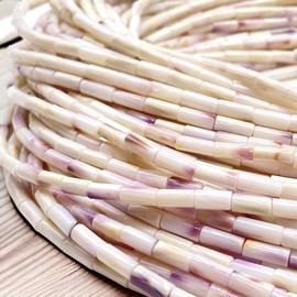ABCGEMS North American Snowy-White Wampum Shell Beads with Minimal Lavender Tone - Found in MA, RI, NY (America's First Currency Year 1637-1673) Native American Style Wampum Belt Pow Wow Tube 5X8mm