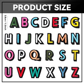 GYGYL 104 Pieces Iron on Letter Patches, Embroidered A-Z Letter Patches for Clothes, Dress, Hat, Socks, Jeans, DIY Accessories-1.5 Inch Colorful