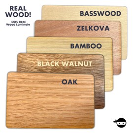 Ninja Pop Wooden NFC Cards - Choose from Real Wood NFC ntag213 - Includes Oak, Basswood & More - For Laser Engravers - Oak, 5 Cards