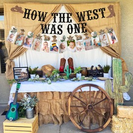 Balterever How The West Was One Banner Western Cowboy Photo Banner How The West Was One Birthday Decorations Western Cowboy First Birthday Decorations for Cowboy First Rodeo Bday Supplies