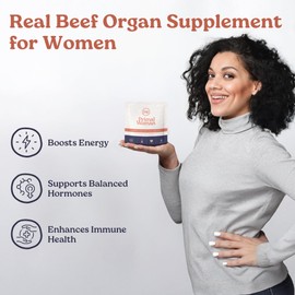 Primal Woman Beef Organ Supplement for Women - Heart, Liver for Women, Grass Fed, Pasture Raised Liver | Primal Beef Organ Capsules Woman (60 Capsules)