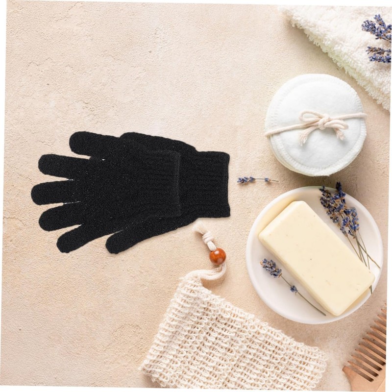 Poliéster Guantes de Ducha Exfoliantes Negro Blanco 10 Piezas