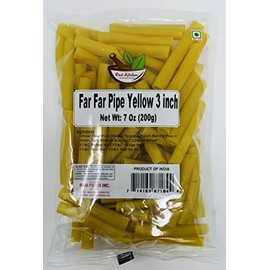 Desi Kitchen Far Far/Fryums Wheat Pellet Uncooked, great substitute of papadam/Pipe Yellow 3 Inch, 200gm (7oz)