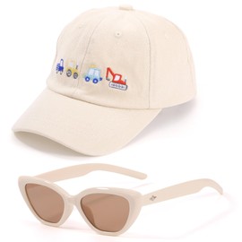 BTHRORO Baseball Cap for Boys Children's Sunglasses, Tractor Adjustable Sun Protection Sun Hat UV Protection Sunglasses Party Glasses Baseball Cap for Children Summer Sun Protection Accessories