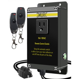 110V Automatic Vacuum Dust Collector Starter Outlet Switch, with 2Pcs Wireless Remote Control & 50CM Power Cord & Manual On/Off Switch, for Home or Woodworking Place Dust Extractor