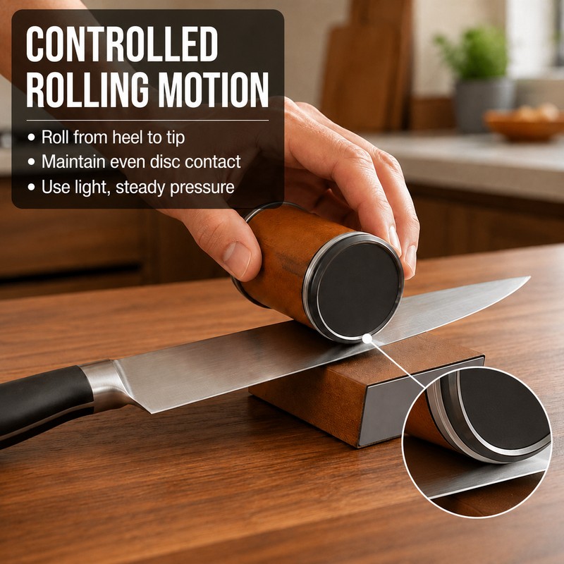 Magnetic Rolling Knife Sharpener Kit with 15°/20° Angle Guide and