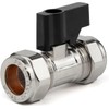 TC 15mm Compression Isolation Valve with Black Lever Handle Thumb