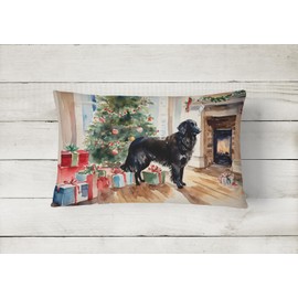Caroline's Treasures DAC2658PW1216 Flat-Coated Retriever Cozy Christmas Throw Pillow Machine Washable, Indoor Outdoor Decorative Pillow for Couch, Bed or Patio, 12HX16W