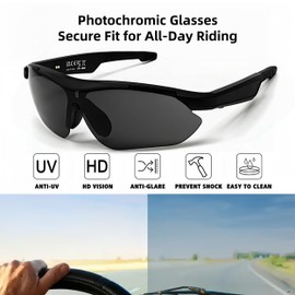 Smart Cycling Glasses for Men & Women – Bluetooth Sunglasses with UV400 Protection, Open-Ear Speakers, Built-in Mic – Sports Running, Cycling, Outdoor Glasses,03 Black Frame Gray lens