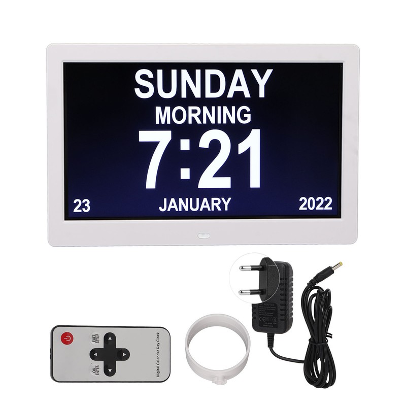 Digital Photo Frame 10in 1024x600 LCD Alarm Clock Remote Control