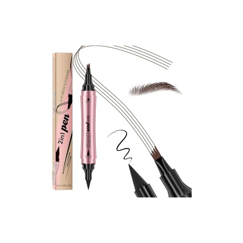 Lápiz de Cejas 2 en 1 con Gel Impermeable –