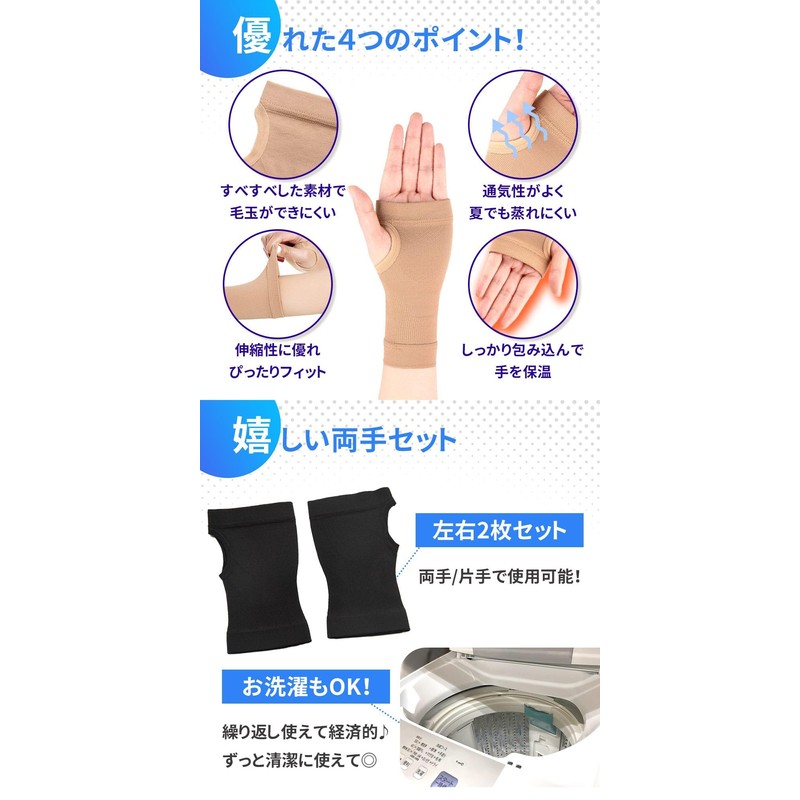 ミタス 手首サポーター ブラック 2枚 XXLサイズ 両手セット スポーツ 手サポーター 手くび 腱鞘炎