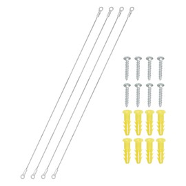 PATIKIL Cabinet Door Restraint 30cm, 4 Pack Stainless Steel Hinge Limiter Cable Opening Angle Protector 2mm Dia with Mounting Screws for Limiting Chest Cupboard Door Swing