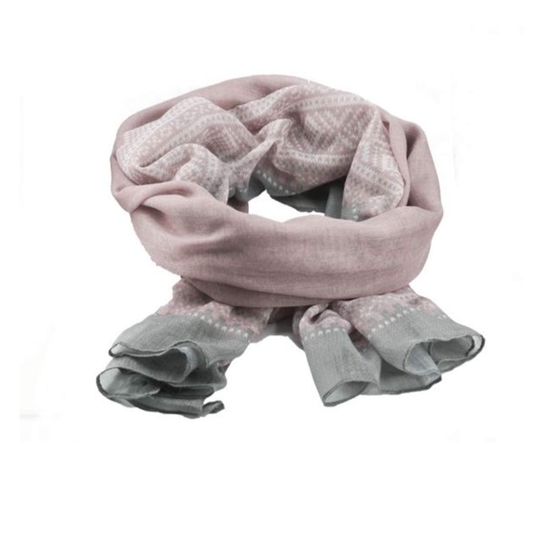 Marius Pattern Soft Spring Summer Lightweight Neck Scarf (Pink/White/Grey)