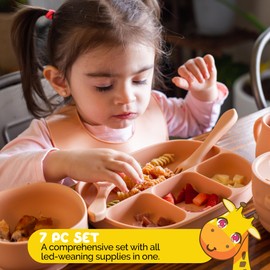 Muqee Peeko Baby Feeding Set in Apricot Color Complete BLW Supply Essentials (7 Piece Set)