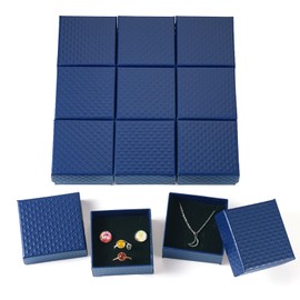 Spritewelry 12pcs Jewelry Gift Boxes Cardboard Small Gift Boxes Bulk 75x75x36mm Square Rhombus Textured Jewelry Storage Case for Necklace Ring Earring Bracelet Blue