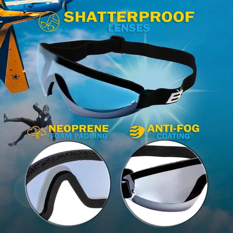 Birdz Eyewear Wing Sports Goggles w/Padded Frame Blue Lenses Great