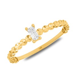 MAX + STONE 14k Solid Gold Cubic Zirconia Ring in Emerald Cut | Dainty Thin Gold Promise Ring | Anti Tarnishing Yellow Gold Ring For Women | Hypoallergenic Gold CZ Ring in Size 8