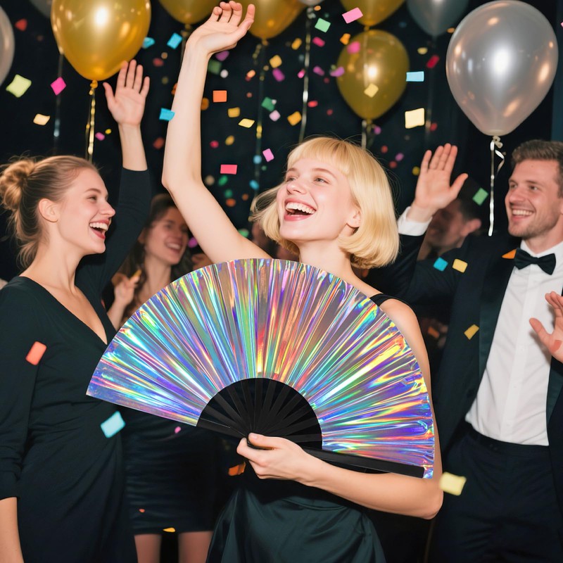 MEIVINES Boots on The Ground Fan,2PCS Large Clack Folding Hand