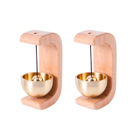 2pcs Shopkeepers Bell for Door Opening, Magnetic Aura Shopkeepers Bell Simple Design Wood Doorbell Easy to Use Wind Chime for Cafe Front Door Pet Store Refrigerator Gift