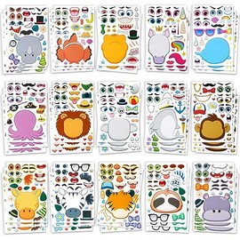 JOYIN 90 PCS 9.8 "x6.7 Make-a-Face Pegatinas para Hacer Sus propias Pegatinas de Mashup para Animales y cacerías, Proceso de Suministros para Fiestas para Animales Marinos y de fantasía
