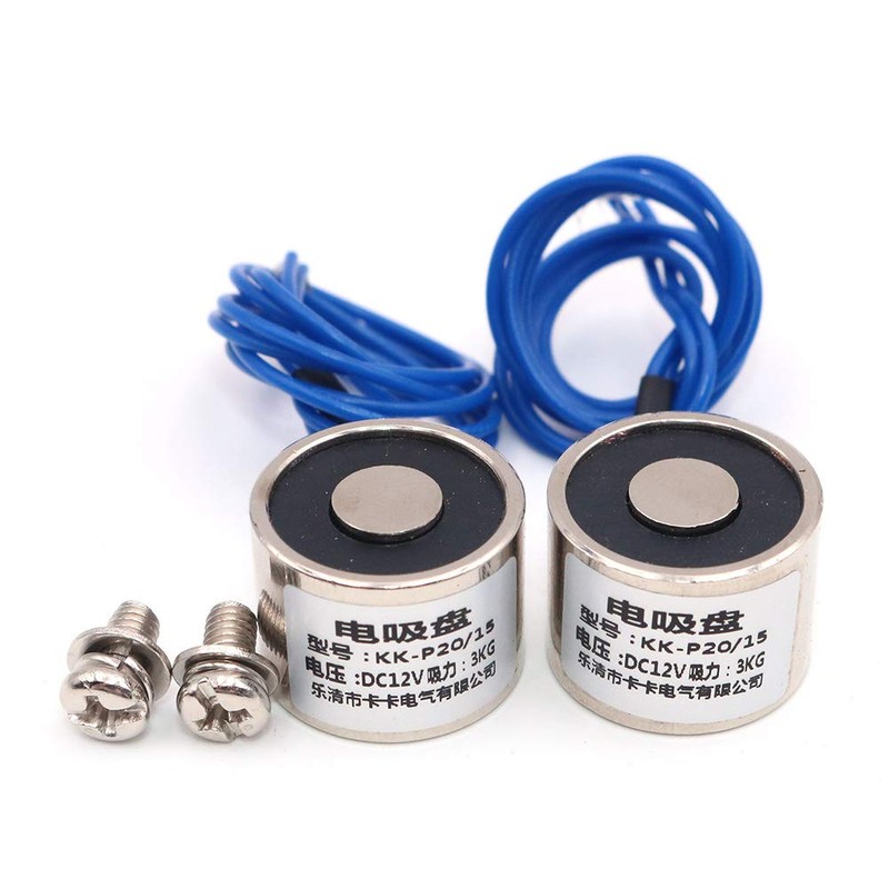 Namvo2pcs KK-P20/15 3KG Suction Electromagnet Solenoid DC 12V Lifting Holding