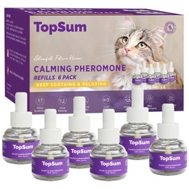 TopSum Cat Calming Diffuser Refills: Pheromone Refill for Cats, Long-Lasting 6-Month Supply, Compatible with Most Diffusers, 6 Pack (Purple)