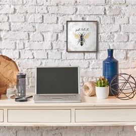 Stupell Industries Just Let it Be Sentiment Country Bee Pun, Designed by Elizabeth Tyndall Black Framed Wall Art, 12 x 12, Yellow