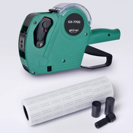 GILLRAJ Price Gun with Labels for Retail GX-7700 Pricing Gun with 5000pcs Green-Margined Sticker Labels & Spare Ink Cartridge