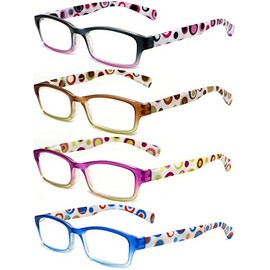 Calabria Hannah Designer Reading Glasses 1.00 in 4-pack Variety | Womens Readers + 1.00 | Soft Case Included