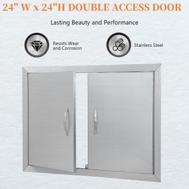 Outdoor Kitchen Doors, 24W x 24H Inch BBQ Double Access Door, Stainless Steel Access Door for BBQ Island, Grilling Station, Outside Cabinet