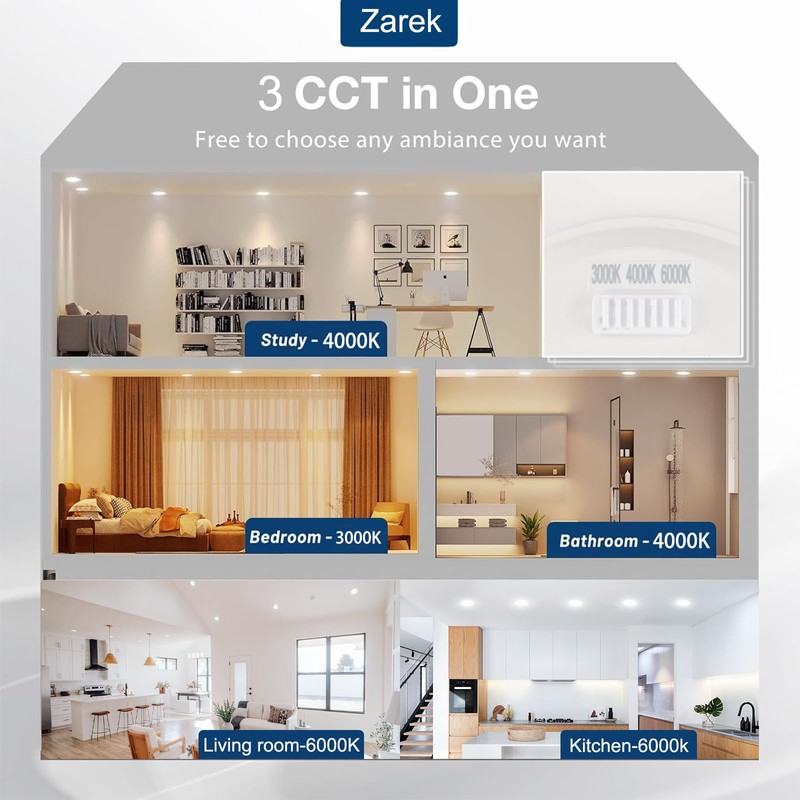 4-Pack LED Ceiling Light LED Recessed Downlight Kit 90mm Cutout