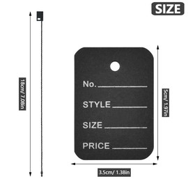 1000 Pcs 7 inch Hang Tag String and Price Tags, Store Tags Clothing Tags Unstrung Coupon Tags Nylon String Snap Lock Pin Loop Fastener Hook Ties for Clothes Retail Store (Black)