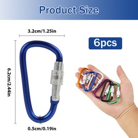6 PCS Mini Aluminum Alloy Carabiner Hook Screw Lock Color Variable for Key Chains and Backpacks