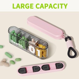 Zentiky Daily Pill Case,4 Times a Day Pill Box for Daily Use-Pink