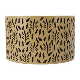 E27 E14 Metal Lamp Shade Metal Drum Lampshade Art Carved Hollow Lampshade with Shading Lining 25cm Water Grass Leaves Yellow Water Grass Black Lining
