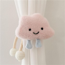 Pack of 2 Curtains Tiebacks, Curtain Clips Cartoon Clouds Curtain Clips, Clouds Curtain Holders, Curtains Hooks Rings Clouds for Children's Room Decoration (Pink)