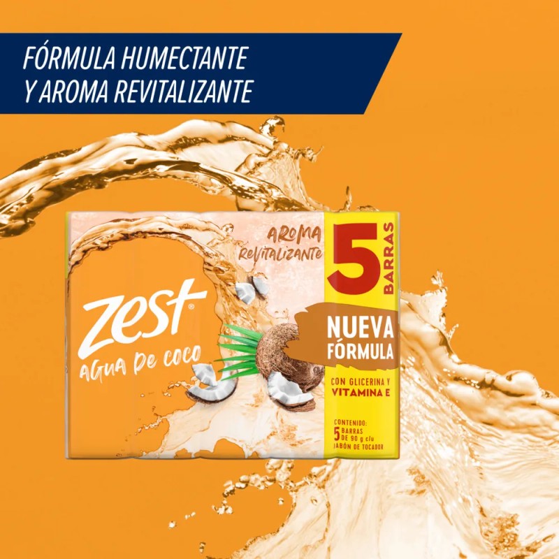 Zest Jabón Barra Agua Coco Agave 5x90
