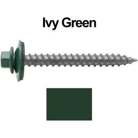 Metal ROOFING SCREWS: (250)12 x 2" IVY GREEN Hex ReGrip Sheet Metal Roof Screw. Sharp Point metal to wood siding screws. 5/8" EPDM washer.