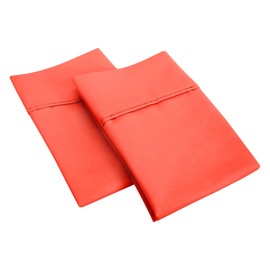 1200 Thread Count Cotton Blend Solid Pillowcase Set, King, Coral
