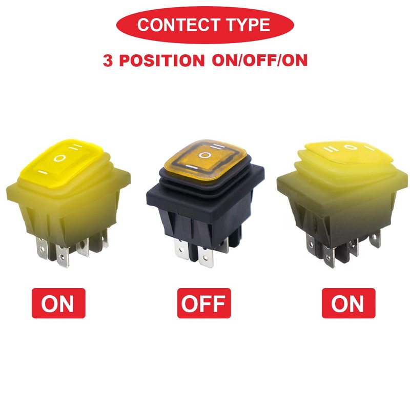 MKBKLLJY 4Pcs Yellow LED Light Illuminated Polarity Reverse Switch Waterproof