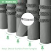 Dynamene Charcoal Grey Fabric Shower Curtain, Tufted Chenille Striped Cloth