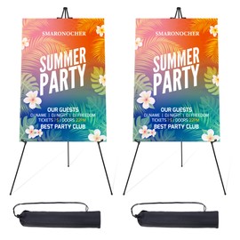 Smaronocher Easel Stand for Display 63'' Easels for Wedding Sign, Poster, Painting Canvas Portable Metal Easel Black 2 Pack