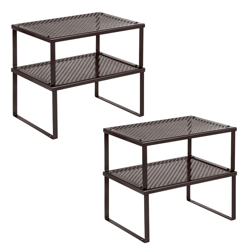 SONGMICS Cabinet Shelf Organizer, Stackable, Expandable, Set of 4 Metal
