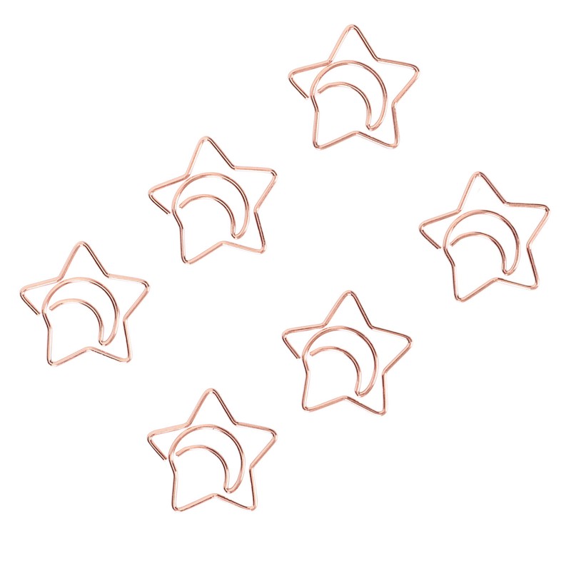 100pcs Star Moon Paper Clips Prevent Rust Skid Resistance Cute